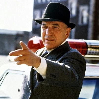 Veteran character actor Telly Savalas plays New York City police detective Theo Kojak on the CBS television action crime drama Kojak, which runs until 1978.