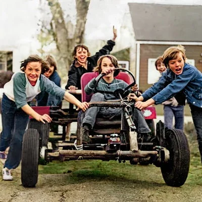 1973 photo of boys with a go-cart.
