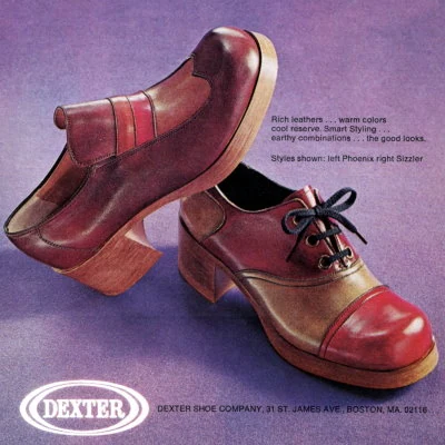 Dexter Shoes advertisement for men's platform shoes.
