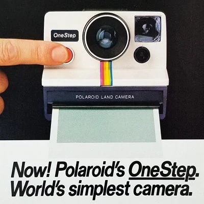 Advertisement for the Polaroid One Step instant camera.