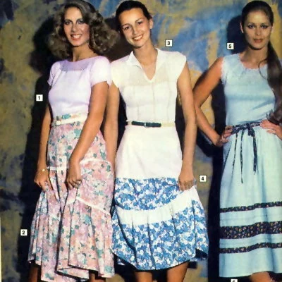 Women's catalog photo showing peasant skirts.