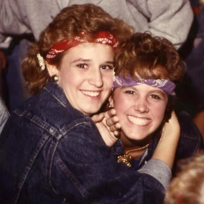 Two girls at a 1981 dance.