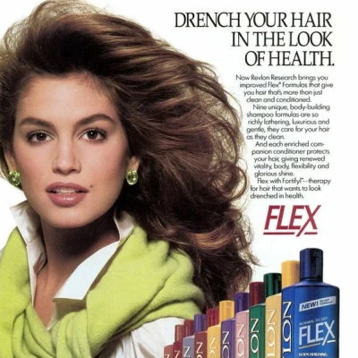Super model Cindy Crawford in a 1982 ad for Revlon.