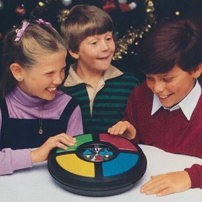 Detail from an advertisement for the electronic game Simon Says.