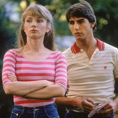 Actors Rebecca De Mornay and Tom Cruise in a scene from the 1983 teen sex comedy Risky Business. The low budget film is a hit, grossing $63 million on a $6 million production budget.