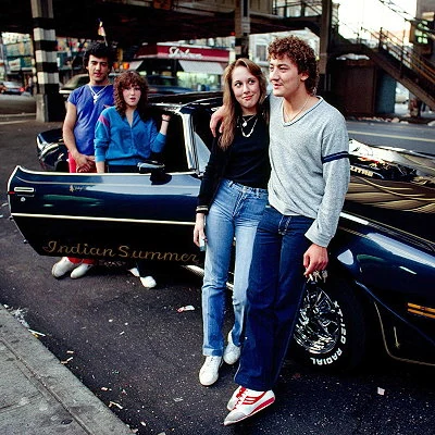 Teenagers pose with their Trans Am in New York City.