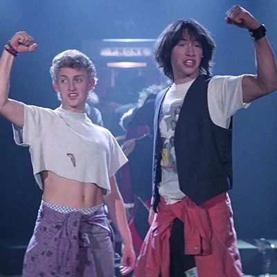 Bill and Ted's Excellent Adventure is a comedy sci-fi movie starring Keanu Reeves and Alex Winter. The hit film spawns two sequels.