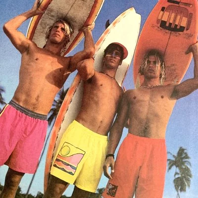 Surfer dudes featured in an ad for the material Supplex by DuPont.