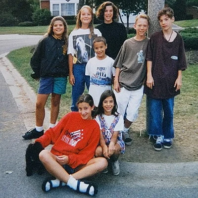 American suburban neighborhood kids in 1993.