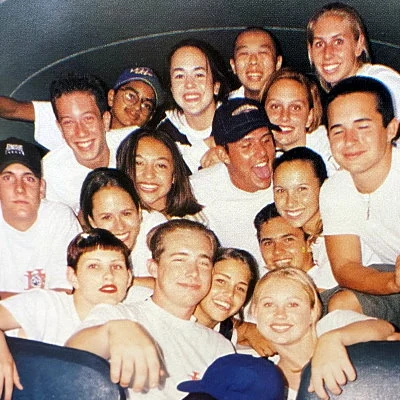 A group of high school students in Huntington Beach, California.