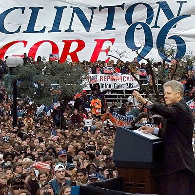 Bill Clinton and Al Gore win a second term in the 1996 U.S. Presidential Campaign, defeating Republican challengers Bob Dole and Jack Kemp.